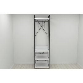 Шкаф Гардероб Уни секция 3 серии Конект Ferrum-decor 220x60x50см Черный металл ДСП Белый 32 мм (SHG043)