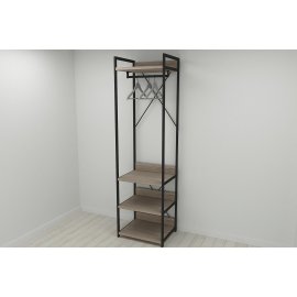 Шкаф Гардероб Уни секция 3 серии Конект Ferrum-decor 220x60x50см Черный металл ДСП Дуб Сонома Трюфель 32 мм (SHG047)