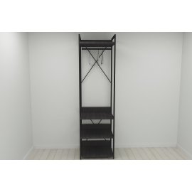 Шкаф Гардероб Уни секция 3 серии Конект Ferrum-decor 220x60x50см Черный металл ДСП Венге Магия 32 мм (SHG045)