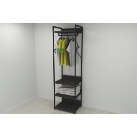Шкаф Гардероб Уни секция 3 серии Конект Ferrum-decor 220x60x50см Черный металл ДСП Венге Магия 32 мм (SHG045)