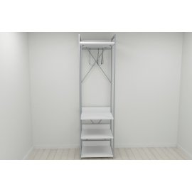 Шкаф Гардероб Уни секция 3 серии Конект Ferrum-decor 220x60x50см Серый металл ДСП Белый 32 мм (SHG050)