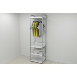 Шкаф Гардероб Уни секция 3 серии Конект Ferrum-decor 220x60x50см Серый металл ДСП Белый 32 мм (SHG050)