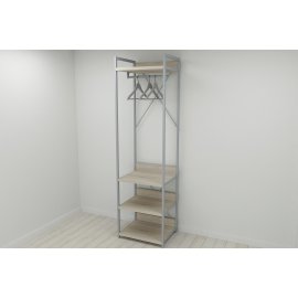 Шкаф Гардероб Уни секция 3 серии Конект Ferrum-decor 220x60x50см Серый металл ДСП Дуб Сонома 32 мм (SHG053)