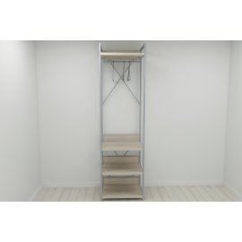 Шкаф Гардероб Уни секция 3 серии Конект Ferrum-decor 220x60x50см Серый металл ДСП Дуб Сонома 32 мм (SHG053)