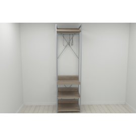 Шкаф Гардероб Уни секция 3 серии Конект Ferrum-decor 220x60x50см Серый металл ДСП Дуб Сонома Трюфель 32 мм (SHG054)