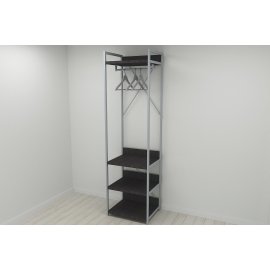 Шкаф Гардероб Уни секция 3 серии Конект Ferrum-decor 220x60x50см Серый металл ДСП Венге Магия 32 мм (SHG052)