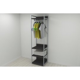 Шкаф Гардероб Уни секция 3 серии Конект Ferrum-decor 220x60x50см Серый металл ДСП Венге Магия 32 мм (SHG052)