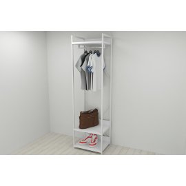 Шкаф Гардероб Уни секция 1 серии Конект Ferrum-decor 220x60x50см Белый металл ДСП Белый 32 мм (SHG015)