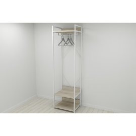Шкаф Гардероб Уни секция 1 серии Конект Ferrum-decor 220x60x50см Белый металл ДСП Дуб Сонома 32 мм (SHG018)