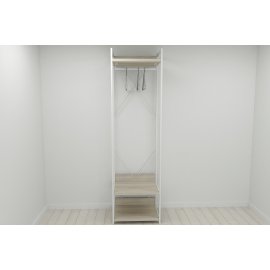 Шкаф Гардероб Уни секция 1 серии Конект Ferrum-decor 220x60x50см Белый металл ДСП Дуб Сонома 32 мм (SHG018)