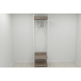 Шкаф Гардероб Уни секция 1 серии Конект Ferrum-decor 220x60x50см Белый металл ДСП Дуб Сонома Трюфель 32 мм (SHG019)