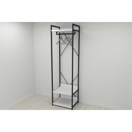 Шкаф Гардероб Уни секция 1 серии Конект Ferrum-decor 220x60x50см Черный металл ДСП Белый 32 мм (SHG001)