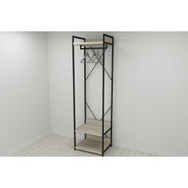 Шкаф Гардероб Уни секция 1 серии Конект Ferrum-decor 220x60x50см Черный металл ДСП Дуб Сонома 32 мм (SHG004)