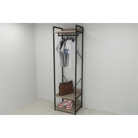 Шкаф Гардероб Уни секция 1 серии Конект Ferrum-decor 220x60x50см Черный металл ДСП Дуб Сонома Трюфель 32 мм (SHG005)