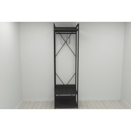Шкаф Гардероб Уни секция 1 серии Конект Ferrum-decor 220x60x50см Черный металл ДСП Венге Магия 32 мм (SHG003)
