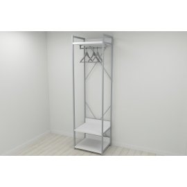 Шкаф Гардероб Уни секция 1 серии Конект Ferrum-decor 220x60x50см Серый металл ДСП Белый 32 мм (SHG008)