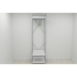 Шкаф Гардероб Уни секция 1 серии Конект Ferrum-decor 220x60x50см Серый металл ДСП Белый 32 мм (SHG008)