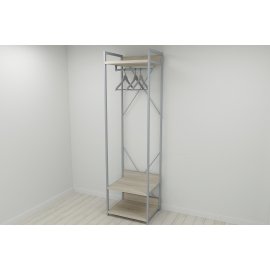 Шкаф Гардероб Уни секция 1 серии Конект Ferrum-decor 220x60x50см Серый металл ДСП Дуб Сонома 32 мм (SHG011)