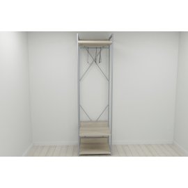Шкаф Гардероб Уни секция 1 серии Конект Ferrum-decor 220x60x50см Серый металл ДСП Дуб Сонома 32 мм (SHG011)