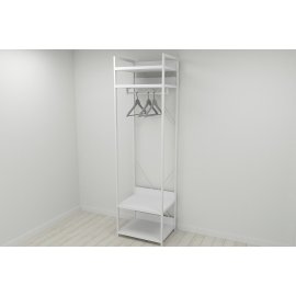 Шкаф Гардероб Уни секция 2 серии Конект Ferrum-decor 220x60x50см Белый металл ДСП Белый 32 мм (SHG078)