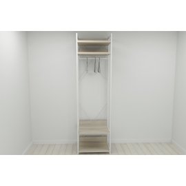 Шкаф Гардероб Уни секция 2 серии Конект Ferrum-decor 220x60x50см Белый металл ДСП Дуб Сонома 32 мм (SHG081)