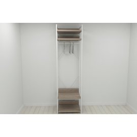 Шкаф Гардероб Уни секция 2 серии Конект Ferrum-decor 220x60x50см Белый металл ДСП Дуб Сонома Трюфель 32 мм (SHG082)