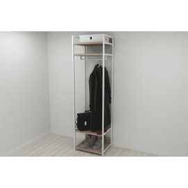 Шкаф Гардероб Уни секция 2 серии Конект Ferrum-decor 220x60x50см Белый металл ДСП Дуб Сонома Трюфель 32 мм (SHG082)