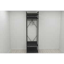 Шкаф Гардероб Уни секция 2 серии Конект Ferrum-decor 220x60x50см Черный металл ДСП Венге Магия 32 мм (SHG066)