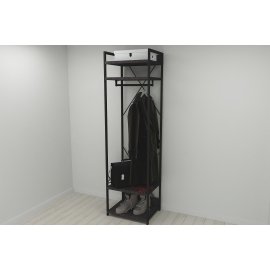 Шкаф Гардероб Уни секция 2 серии Конект Ferrum-decor 220x60x50см Черный металл ДСП Венге Магия 32 мм (SHG066)