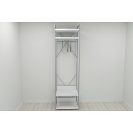 Шкаф Гардероб Уни секция 2 серии Конект Ferrum-decor 220x60x50см Серый металл ДСП Белый 32 мм (SHG071)