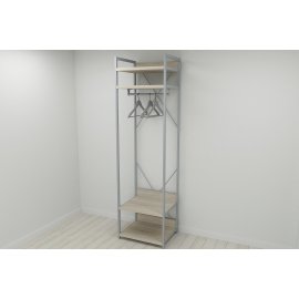 Шкаф Гардероб Уни секция 2 серии Конект Ferrum-decor 220x60x50см Серый металл ДСП Дуб Сонома 32 мм (SHG074)