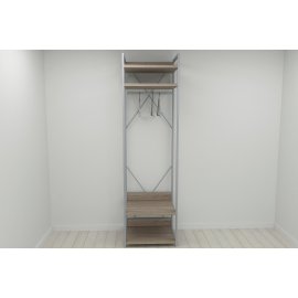 Шкаф Гардероб Уни секция 2 серии Конект Ferrum-decor 220x60x50см Серый металл ДСП Дуб Сонома Трюфель 32 мм (SHG075)