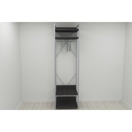 Шкаф Гардероб Уни секция 2 серии Конект Ferrum-decor 220x60x50см Серый металл ДСП Венге Магия 32 мм (SHG073)