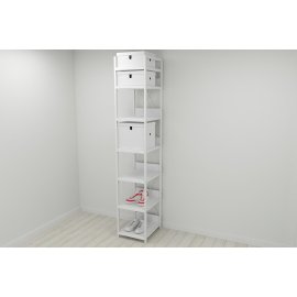 Шкаф Гардероб Уни секция 4 серии Конект Ferrum-decor 220x40x50см Белый металл ДСП Белый 32 мм (SHG099)