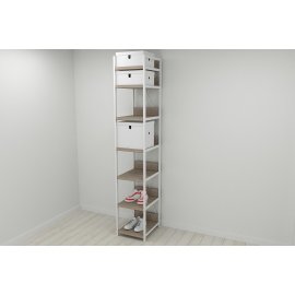 Шкаф Гардероб Уни секция 4 серии Конект Ferrum-decor 220x40x50см Белый металл ДСП Дуб Сонома Трюфель 32 мм (SHG103)