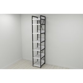 Шкаф Гардероб Уни секция 4 серии Конект Ferrum-decor 220x40x50см Черный металл ДСП Белый 32 мм (SHG085)
