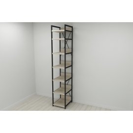 Шкаф Гардероб Уни секция 4 серии Конект Ferrum-decor 220x40x50см Черный металл ДСП Дуб Сонома 32 мм (SHG088)