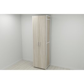 Шкаф Гардероб Уни секция 7 серии Конект Ferrum-decor 220x60x50см Белый металл ДСП Дуб Сонома 16 мм (SHG123)