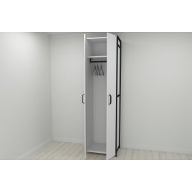 Шкаф Гардероб Уни секция 6 серии Конект Ferrum-decor 220x60x50см Черный металл ДСП Белый 16 мм (SHG127)