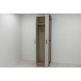Шкаф Гардероб Уни секция 6 серии Конект Ferrum-decor 220x60x50см Черный металл ДСП Дуб Сонома 16 мм (SHG130)