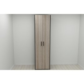 Шкаф Гардероб Уни секция 7 серии Конект Ferrum-decor 220x60x50см Черный металл ДСП Дуб Сонома Трюфель 16 мм (SHG110)