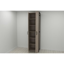 Шкаф Гардероб Уни секция 7 серии Конект Ferrum-decor 220x60x50см Черный металл ДСП Дуб Сонома Трюфель 16 мм (SHG110)