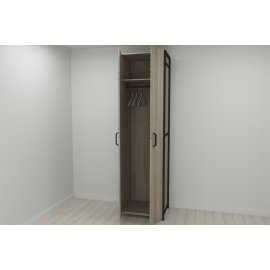 Шкаф Гардероб Уни секция 6 серии Конект Ferrum-decor 220x60x50см Черный металл ДСП Дуб Сонома Трюфель 16 мм (SHG131)