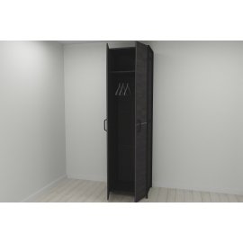 Шкаф Гардероб Уни секция 6 серии Конект Ferrum-decor 220x60x50см Черный металл ДСП Венге Магия 16 мм (SHG129)