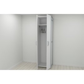 Шкаф Гардероб Уни секция 6 серии Конект Ferrum-decor 220x60x50см Серый металл ДСП Белый 16 мм (SHG134)
