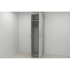 Шкаф Гардероб Уни секция 6 серии Конект Ferrum-decor 220x60x50см Серый металл ДСП Урбан Лайт 16 мм (SHG140)