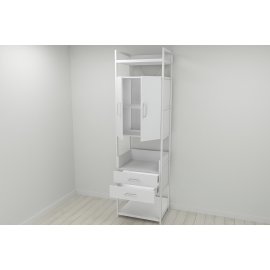 Шкаф Гардероб Уни секция 5 серии Конект Ferrum-decor 220x60x50см Белый металл ДСП Белый 32 мм (SHG036)
