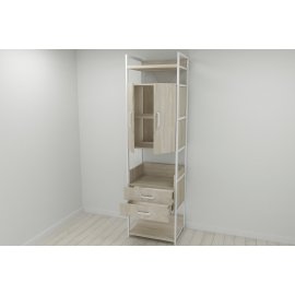 Шкаф Гардероб Уни секция 5 серии Конект Ferrum-decor 220x60x50см Белый металл ДСП Дуб Сонома 32 мм (SHG039)