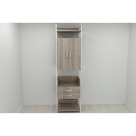 Шкаф Гардероб Уни секция 5 серии Конект Ferrum-decor 220x60x50см Белый металл ДСП Дуб Сонома Трюфель 32 мм (SHG040)