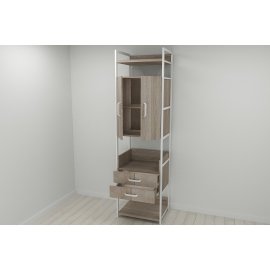 Шкаф Гардероб Уни секция 5 серии Конект Ferrum-decor 220x60x50см Белый металл ДСП Дуб Сонома Трюфель 32 мм (SHG040)